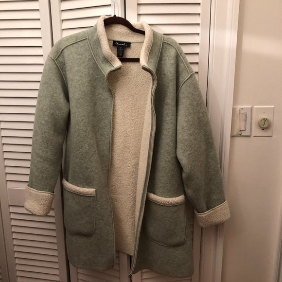 DENIM & CO Mint Green Fleece Jacket Coat, 1X - Picture 11 of 13